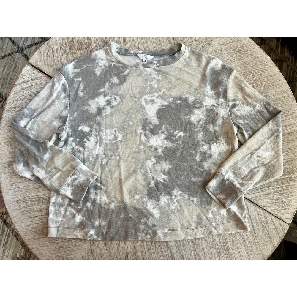 Time and tru women's hacci long sleeve shirt medium top crew tie dye